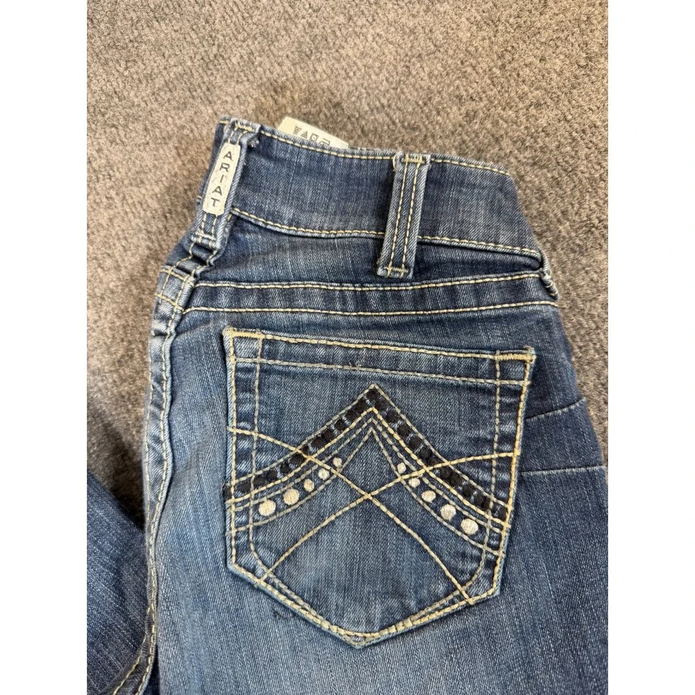 Ariat REAL Denim Womens 25R Embroidered Rhinestone Bootcut Jeans #3222